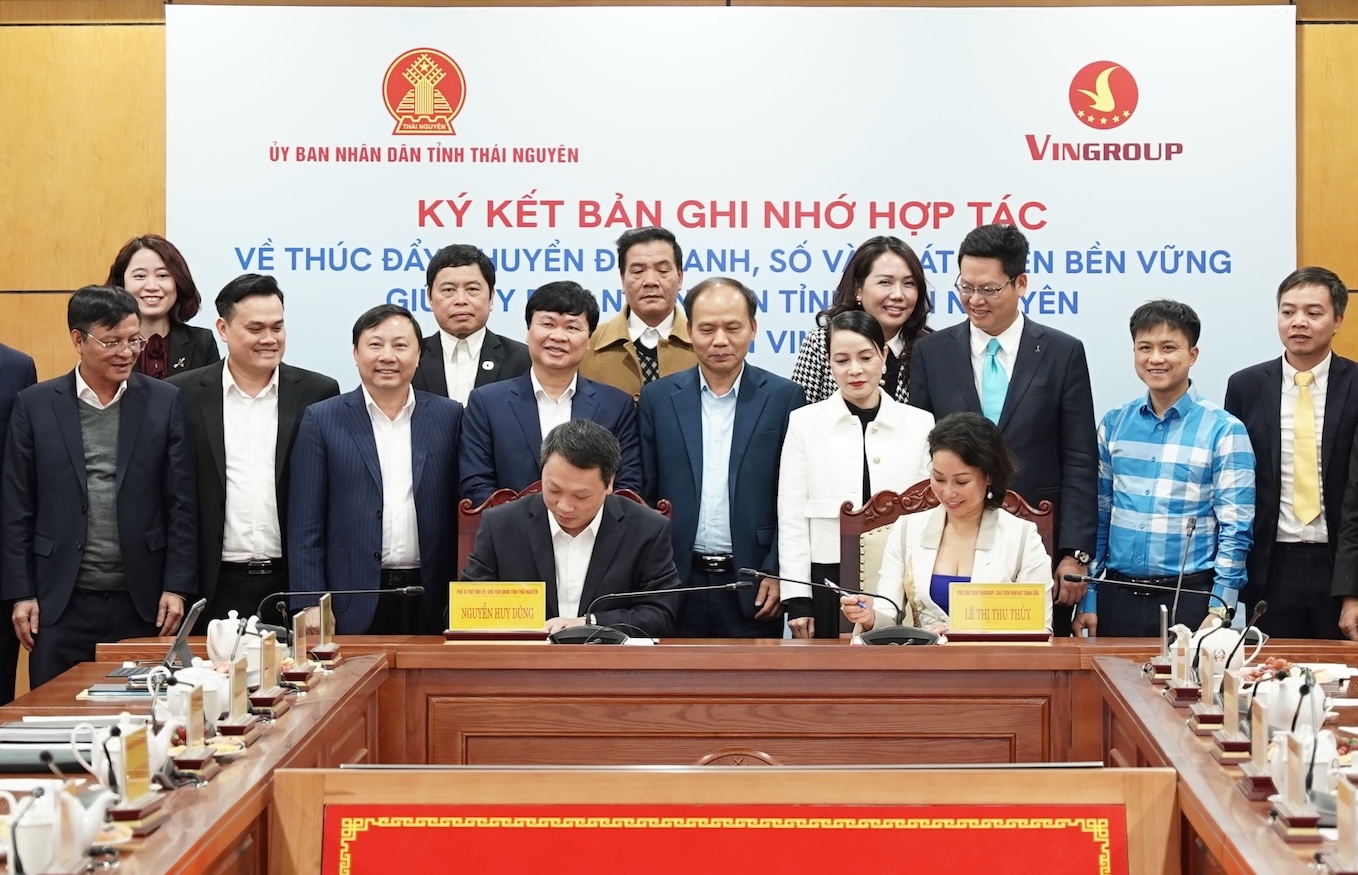 gree UBND TỈNH THÁI NGUYÊN VÀ TẬP ĐOÀN VINGROUP KÝ KẾT THỎA THUẬN HỢP TÁC TOÀN DIỆN VỀ CHUYỂN ĐỔI XANH